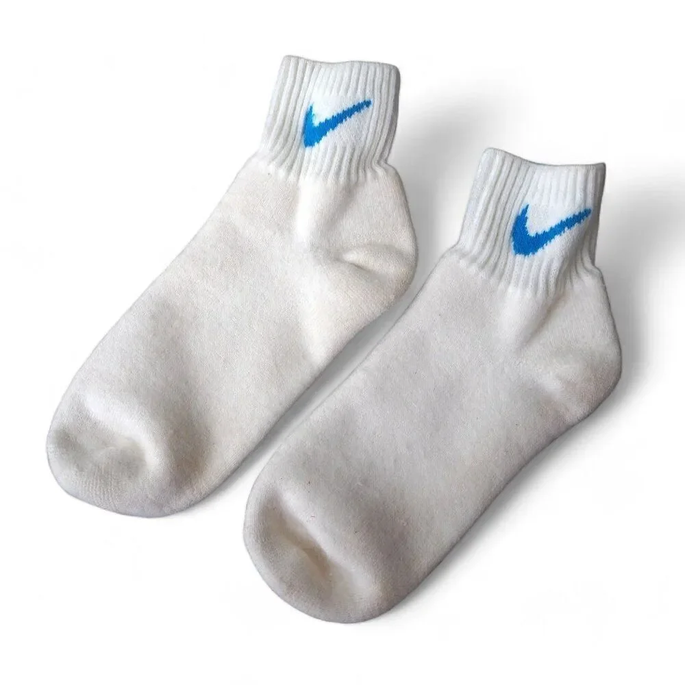 Nike Vintage 70s - 80s Swoosh Thick Cushioned Ankle Socks White / University Blu